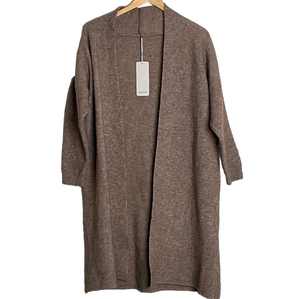 Aha Selected Duster Cardigan Sweater Open Long‎ Womens One Size Brown Super Soft